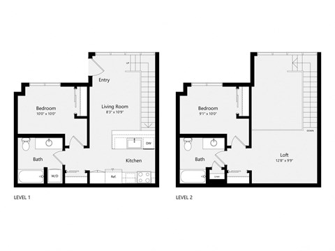 a floor plan of two different floor plans of a house